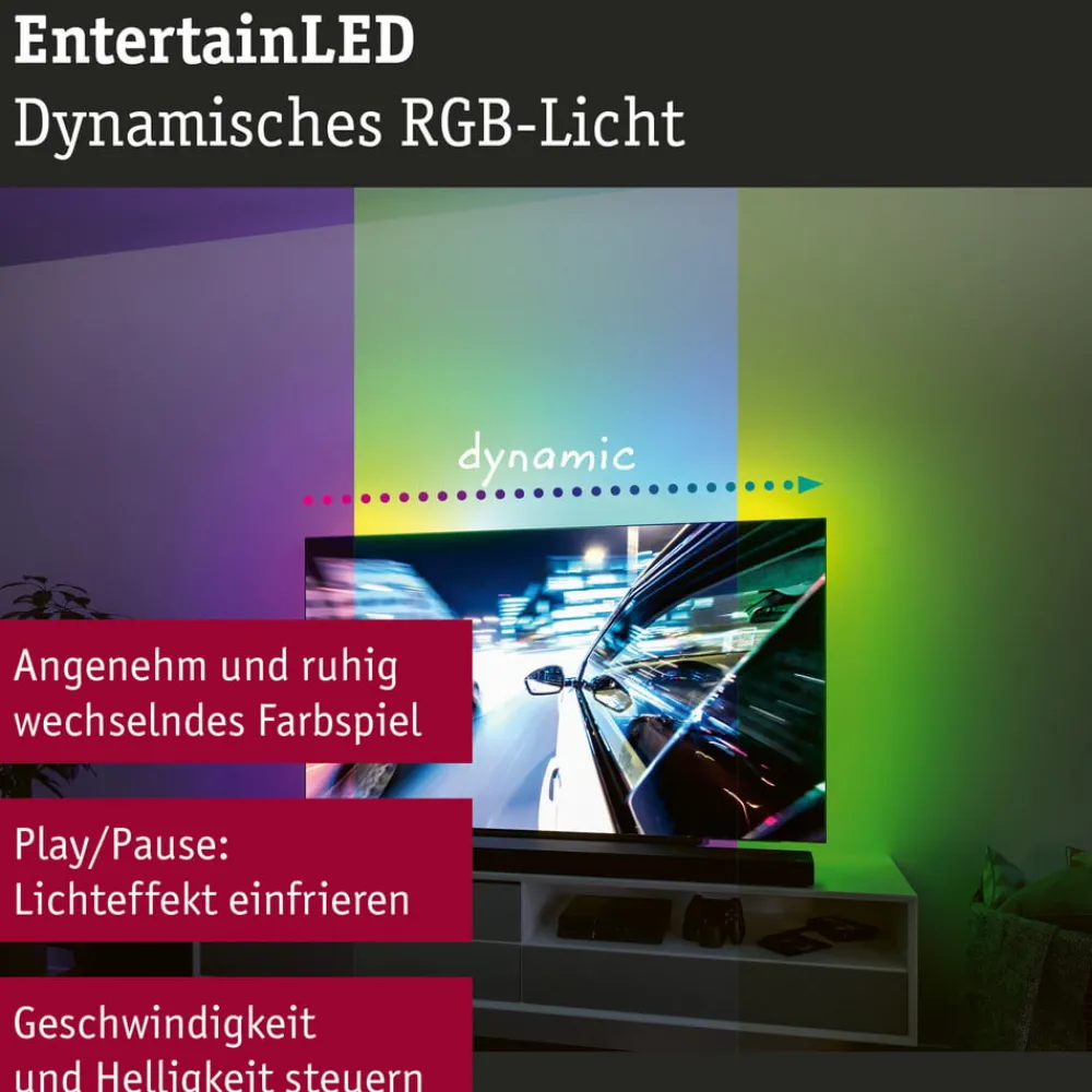 Paulmann Dekorationsbelysning|Led Strips > EntertainLED LED-Strip RGB TV-apparat 75 tommer