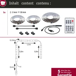 Paulmann Dekorationsbelysning|Led Strips > EntertainLED LED-Strip RGB TV-apparat 75 tommer
