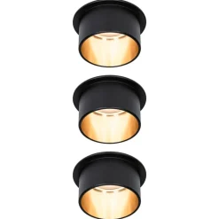 Loftlamper|Indbygningsspots ^ Paulmann Gil LED-indbygning, mat sort/guld, 3 stk
