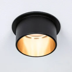 Loftlamper|Indbygningsspots ^ Paulmann Gil LED-indbygning, mat sort/guld, 3 stk