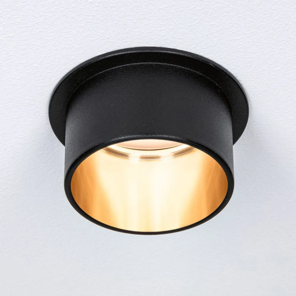 Loftlamper|Indbygningsspots ^ Paulmann Gil LED-indbygning, mat sort/guld, 3 stk