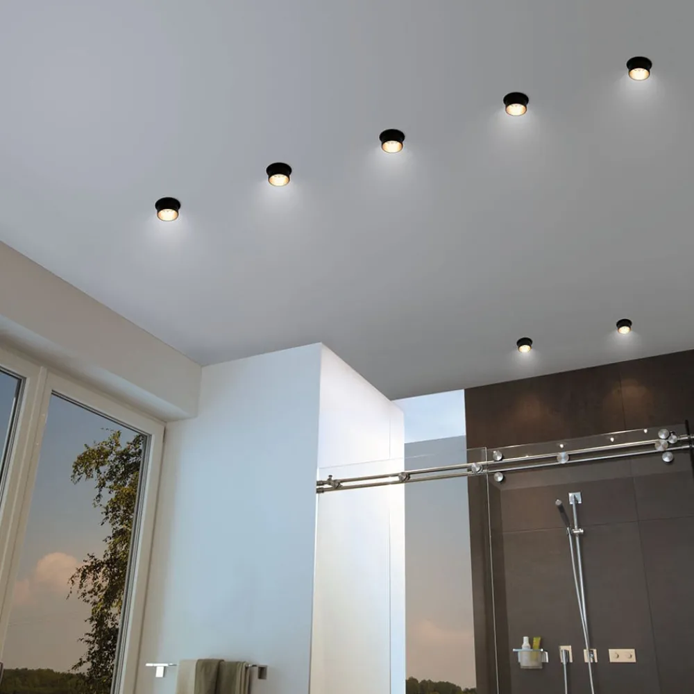 Loftlamper|Indbygningsspots ^ Paulmann Gil LED-indbygning, mat sort/guld, 3 stk