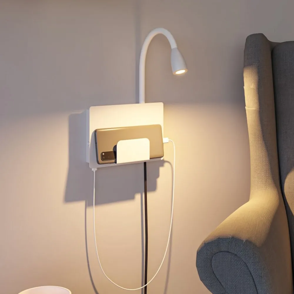 Væglamper|Væglamper ^ Paulmann Halina USB LED-væglampe, fleksibel arm hvid