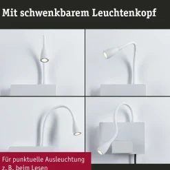 Væglamper|Væglamper ^ Paulmann Halina USB LED-væglampe, fleksibel arm hvid