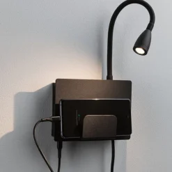 Væglamper ^ Paulmann Halina USB LED-væglampe, fleksibel arm sort
