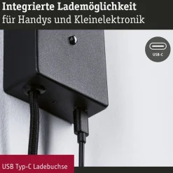 Paulmann Væglamper|Spotlights > Hulda USB LED-vægspot, dæmpbar, sort, afbryder