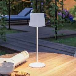 Dekorationsbelysning|Terrassebelysning ^ Paulmann LED-bordlampe Gilo, hvid, plast, IP44