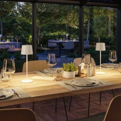 Dekorationsbelysning|Terrassebelysning ^ Paulmann LED-bordlampe Gilo, hvid, plast, IP44