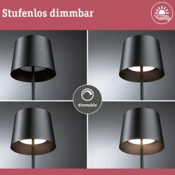 Dekorationsbelysning|Terrassebelysning ^ Paulmann LED-bordlampe Gilo, sort, plast, IP44