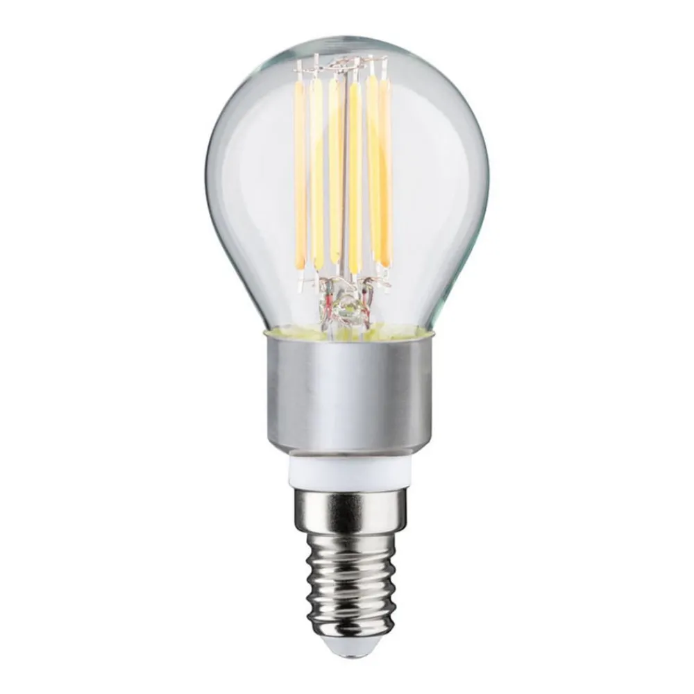 Dæmpbar Led-Pære|Filament Pære ^ Paulmann LED-dråbepære E14 5W, dim to warm