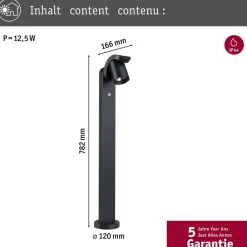 Paulmann Gadebelysning > LED-gadelampe Cuff, aluminium, sensor, antracit