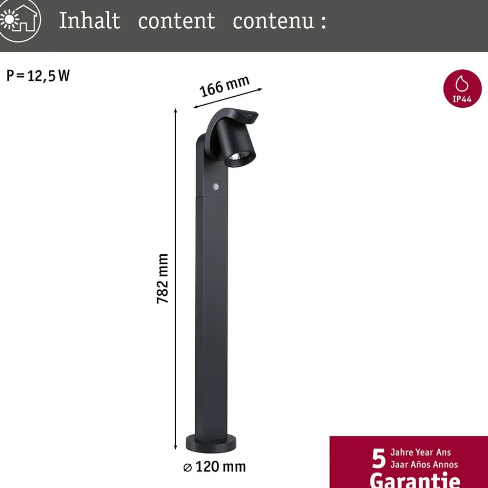 Paulmann Gadebelysning > LED-gadelampe Cuff, aluminium, sensor, antracit
