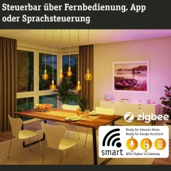 Dæmpbar Led-Pære|Filament Pære ^ Paulmann LED-globe G125 ZigBee E27 6,3W guld RGBW