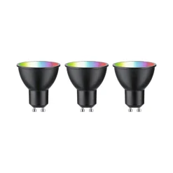 Dæmpbar Led-Pære|Smarte Lyskilder ^ Paulmann LED GU10 4,8W 350lm ZigBee sort 3 stk