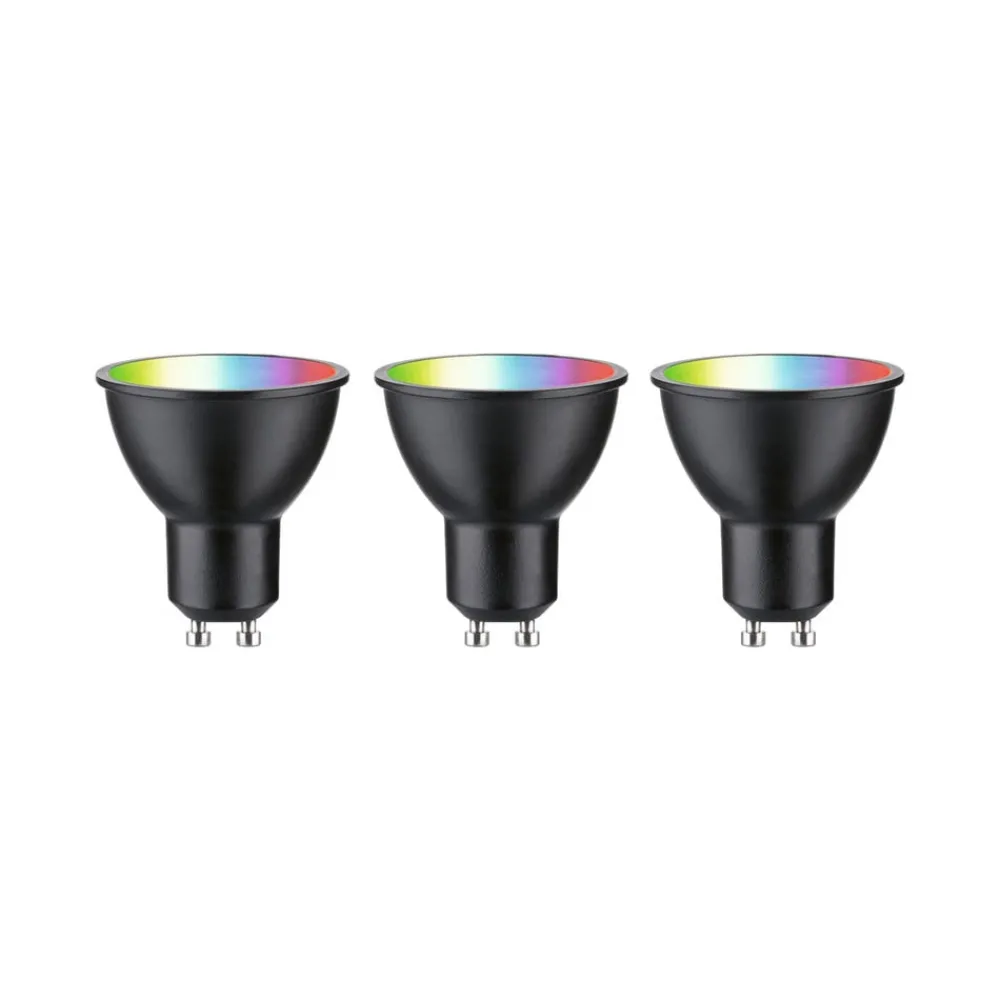 Dæmpbar Led-Pære|Smarte Lyskilder ^ Paulmann LED GU10 4,8W 350lm ZigBee sort 3 stk