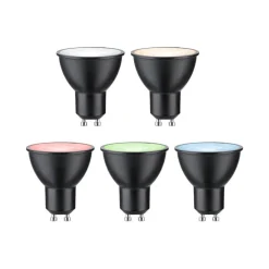 Dæmpbar Led-Pære|Smarte Lyskilder ^ Paulmann LED GU10 4,8W 350lm ZigBee sort 3 stk