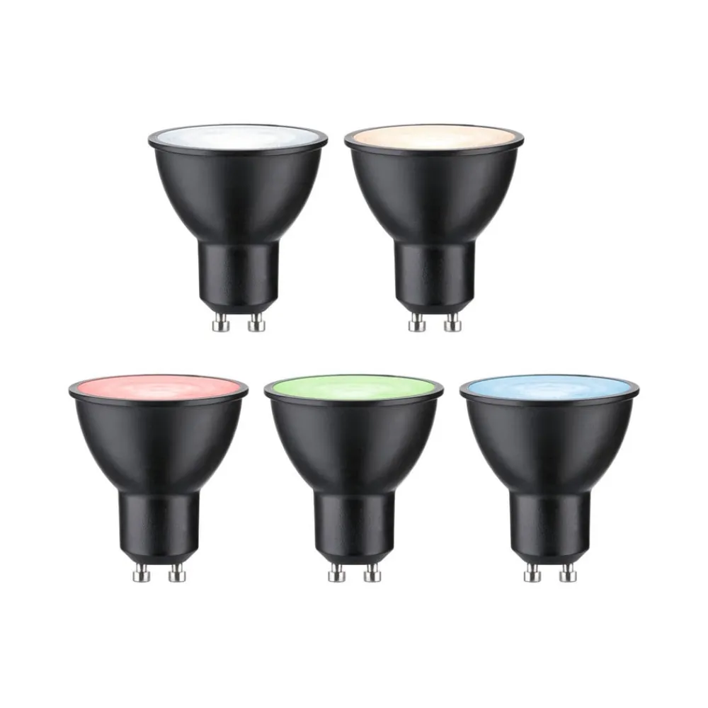 Dæmpbar Led-Pære|Smarte Lyskilder ^ Paulmann LED GU10 4,8W 350lm ZigBee sort 3 stk