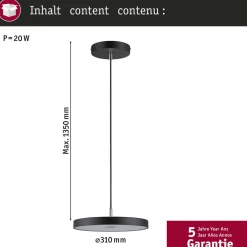 Paulmann Pendellamper|Pendellamper > LED-hængelampe Hildor, sort Ø 31 cm 3-trins dæmpbar