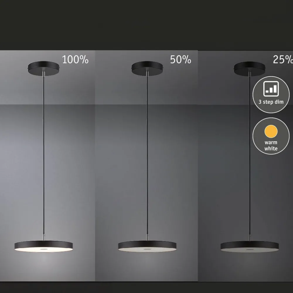 Paulmann Pendellamper|Pendellamper > LED-hængelampe Hildor, sort Ø 31 cm 3-trins dæmpbar