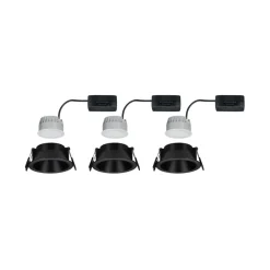 Paulmann Loftlamper|Indbygningsspots > LED-indbygningslampe Cole Coin sort Ø9cm IP44 dæmpbar 3 stk.