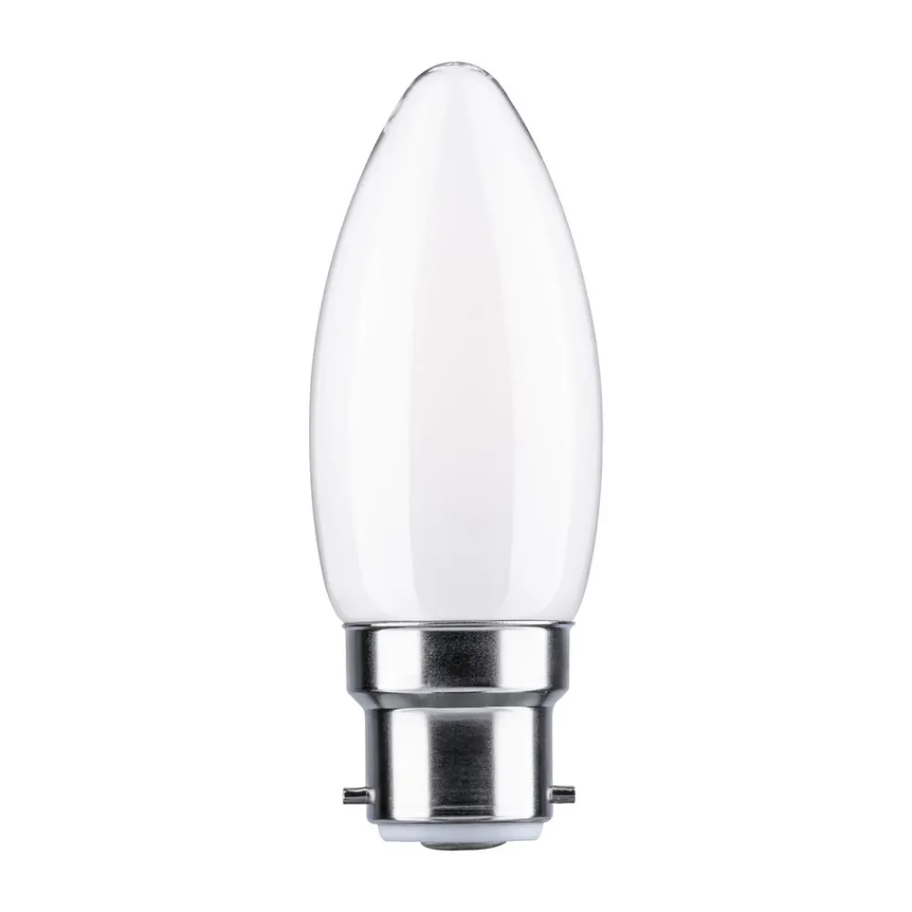 Dæmpbar Led-Pære ^ Paulmann LED-kerte B22d 4,7W 2.700 K opal, dæmpes