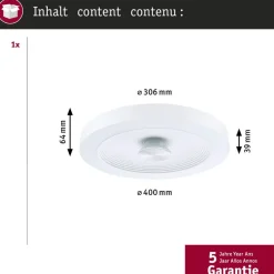 Loftlamper ^ Paulmann LED-loftlampe Volea, hvid/sølv Ø 40 cm IP44 dæmpbar