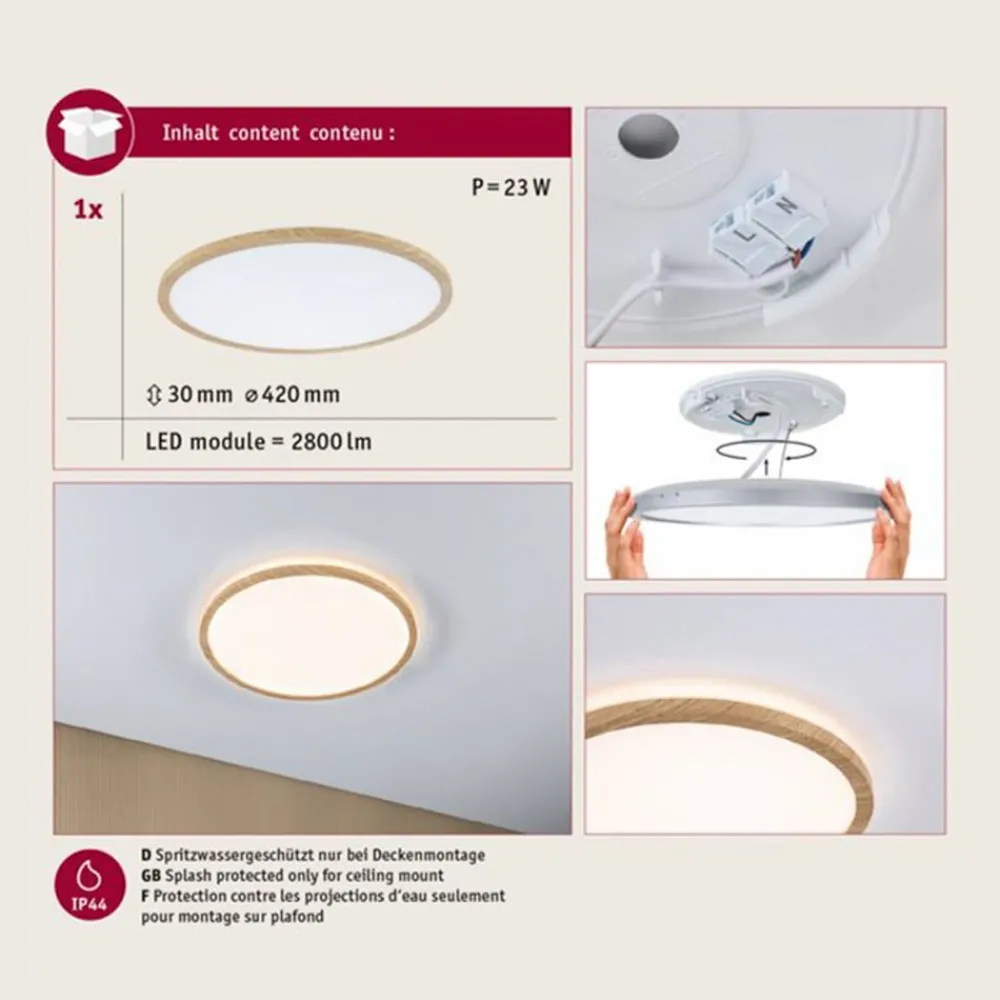 Paulmann Loftlamper|Loftlamper > LED-loftslampe Atria Shine Ø42cm eg IP44 3.000K