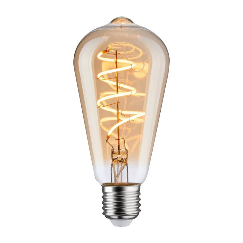 Dæmpbar Led-Pære|Filament Pære ^ Paulmann LED-pære E27 5W ST64 1.800K guld dæmpbar