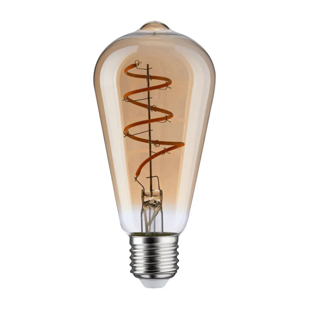 Dæmpbar Led-Pære|Filament Pære ^ Paulmann LED-pære E27 5W ST64 1.800K guld dæmpbar