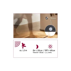 Paulmann Væglamper|Spotlights > LED-sensor-vægindbygningslampe Edge Quadro sort 8 cm