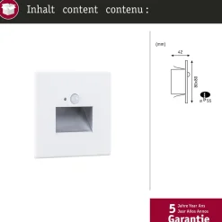 Paulmann Væglamper|Spotlights > LED-sensor-vægindbygningslampe Edge Quadro, hvid 8x8 cm