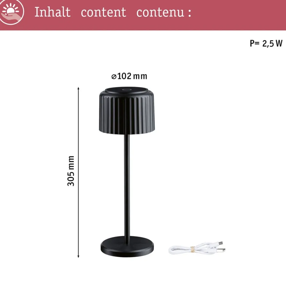 Dekorationsbelysning|Solcellelamper ^ Paulmann LED-solcellelampe Else, sort, IP44 dæmpbar