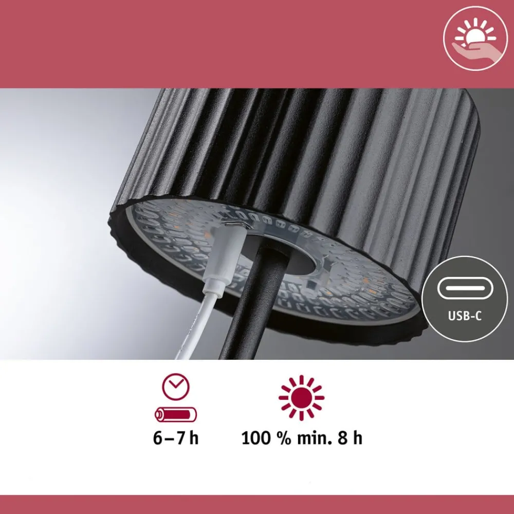 Dekorationsbelysning|Solcellelamper ^ Paulmann LED-solcellelampe Else, sort, IP44 dæmpbar