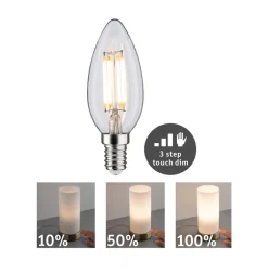 Dæmpbar Led-Pære|Filament Pære ^ Paulmann LED stearinlys E14 5W glødetråd dæmpbar