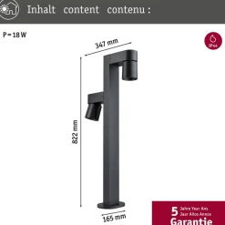 Paulmann Gadebelysning > LED-stibelysning Kimu 2, antracit, 2-lys, 2.200 K