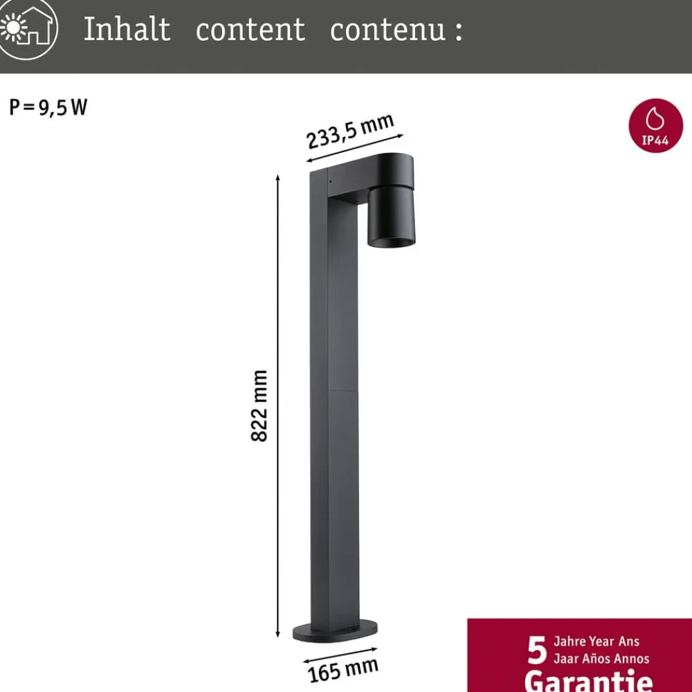 Paulmann Gadebelysning > LED-stibelysning Kimu 1, antracit, 2.200 K