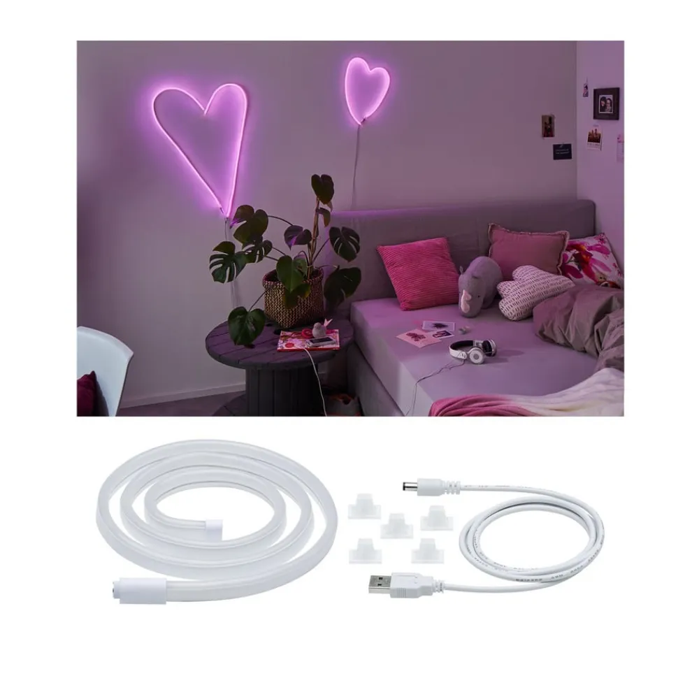 Paulmann Dekorationsbelysning|Led Strips > LED-strip Neon Colorflex USB 1 m pink