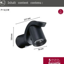 Paulmann Væglampe Med Sensor > LED udendørs væglampe Cuff, sensor, antracit