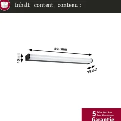 Væg- Og Spejllamper ^ Paulmann LED-væglampe Arneb, sort, 59 cm 3.000 K IP44