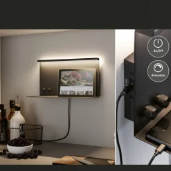 Væglamper ^ Paulmann LED-væglampe Jarina sort 35 cm hylde USB-port