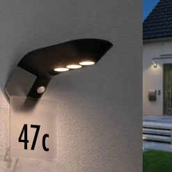Paulmann Solcelle Lampe Med Sensor|Væglampe Med Sensor > LED-væglampe med solcelle Soley antracit