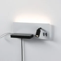 Væglamper ^ Paulmann LED-væglampe Serra, venstre, USB-C, hvid/sort