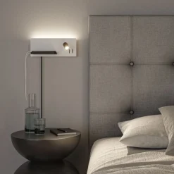 Væglamper ^ Paulmann LED-væglampe Serra, venstre, USB-C, hvid/sort