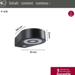 Paulmann Væglampe Med Sensor > LED-væglampe Silma antracit 1 lyskilde IP44