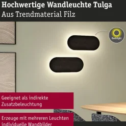 Paulmann Væglamper > LED-væglampe Tulga, 45 x 20 cm, antracit, filt