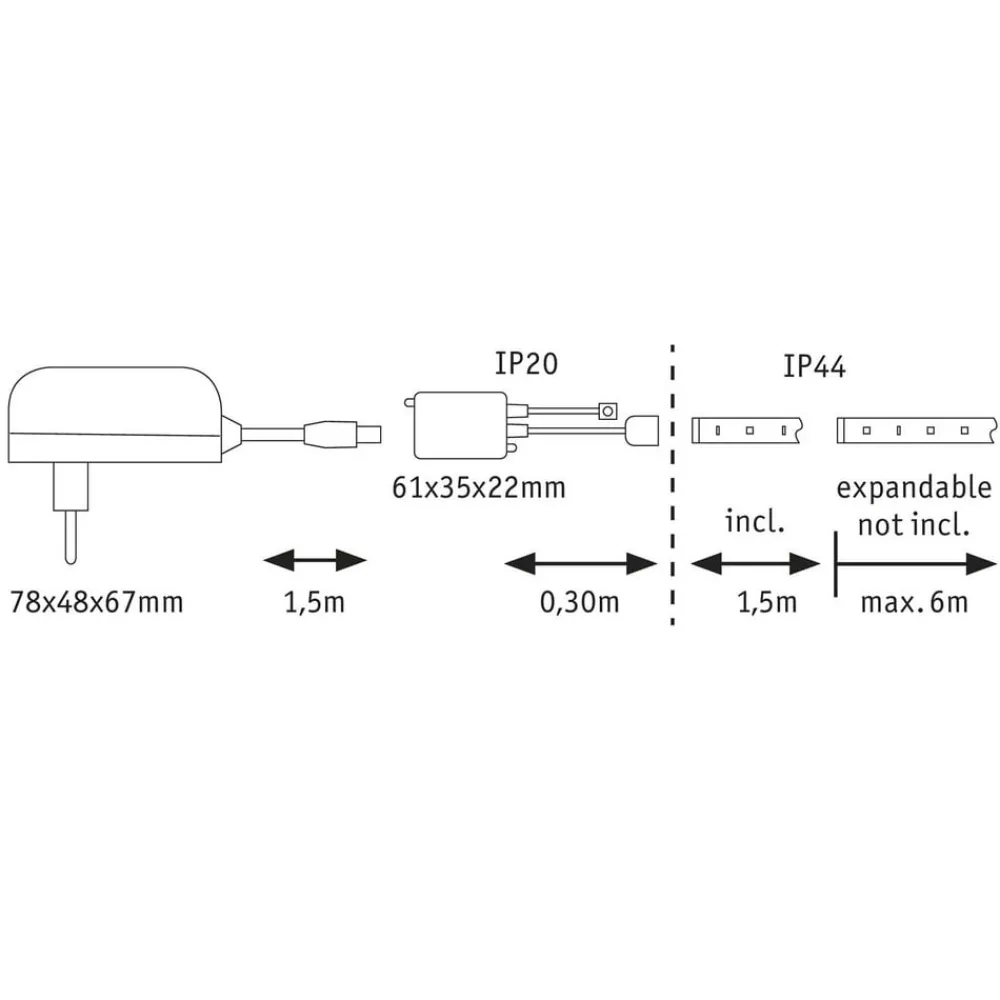 Paulmann Dekorationsbelysning|Led Strips > MaxLED 250 basis IP44 tunable white 1,5 m