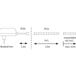 Paulmann Dekorationsbelysning|Led Strips > MaxLED 250 basissæt IP44 2.700 K 1,5 m