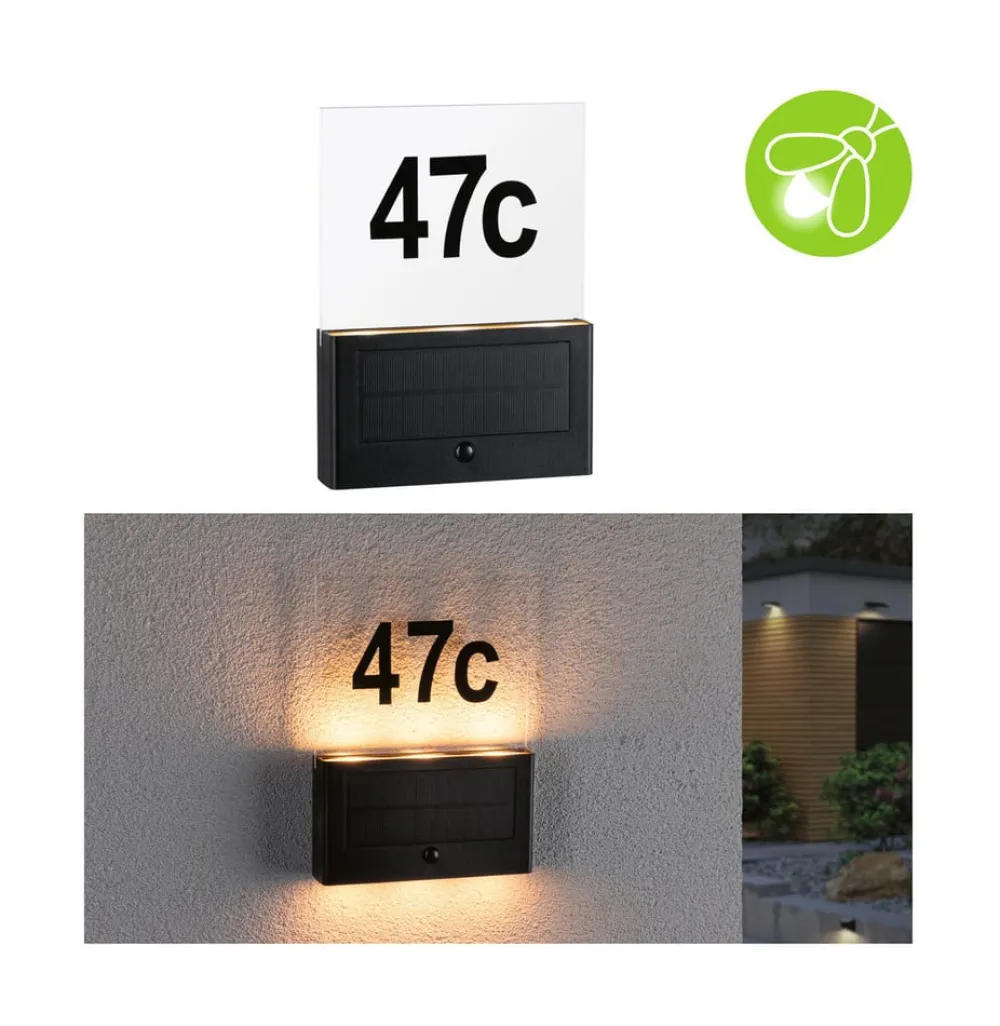 Paulmann Væglampe Med Sensor|Solcellelamper > Neda LED-husnummerlampe, solcelle