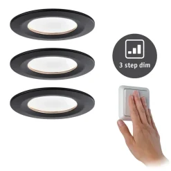 Paulmann Indbygningsspots|Spotlights > Nova Coin 3 stk, rund, 3Stepdim, sort