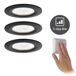 Paulmann Indbygningsspots|Spotlights > Nova Coin 3 stk, rund, 3Stepdim, sort